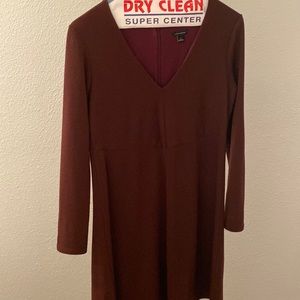 Ann Taylor maroon long sleeve A- line dress